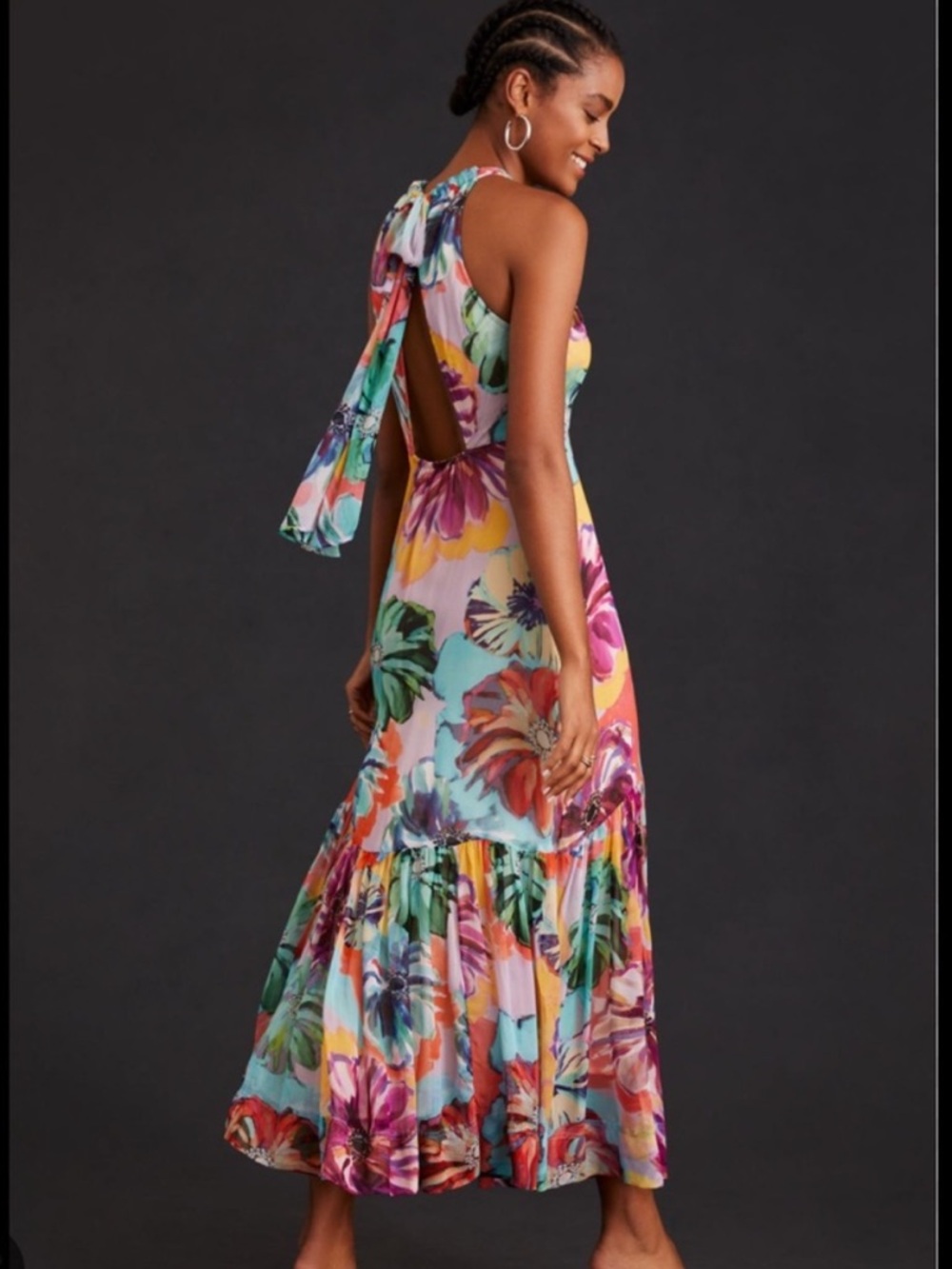 Anthropologie Maeve Floral Halter Maxi Dress Size Medium Resort - Picture 2 of 14